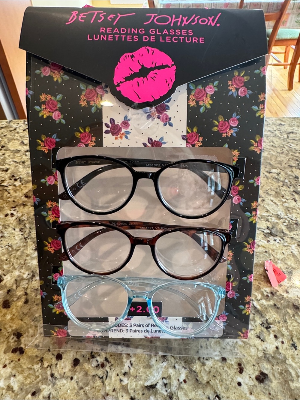 Betsey Johnson Reading Glasses Trio - Black, Tortoise, Light Blue NWT